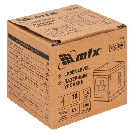Лазерный уровень MTX XQB RED Basic SET, 10 м, красный луч, батарейки, резьба 1/4&quot; 35018 купить в Нижневартовске