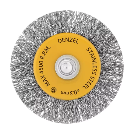 Щетка для дрели, 50 мм, Плоская, со шпилькой, нержавеющая витая проволока Denzel 744623 купить в Нижневартовске