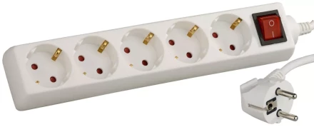 Удлинитель СВЕТОЗАР электрический с заземлением и выключателем, с защитными шторками, евро, 5 гнезд,3м SV-55055-3 купить в Нижневартовске
