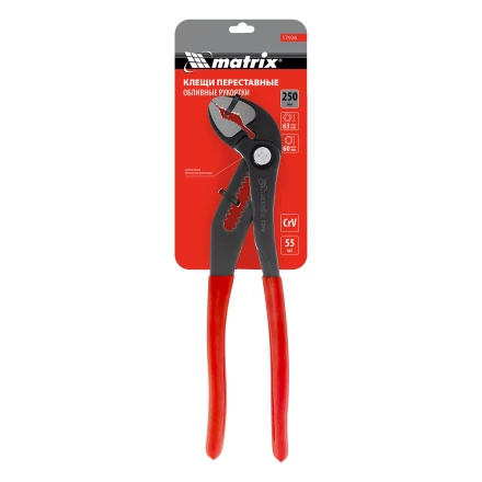 Клещи переставные 250 мм Matrix, кнопочный механизм, хром-ванадий, обливные рукоятки 17926 купить в Нижневартовске