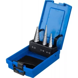 Набор ЗУБР ступенчатых сверл по сталям и цвет. мет. ст. Р6М5, d=3-14мм, 12ступ. d=4-12мм 5 ступ., d=6-20мм 14ступ. 29670-3-20-H3_z01