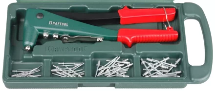 Заклепочник, KRAFTOOL "NX-3" 31170-H6, литой корпус, d=2,4-4,8 мм - Al и сталь; d=2,4-4,0 - нерж сталь, в боксе, с набором заклепок 31170-H6 купить в Нижневартовске