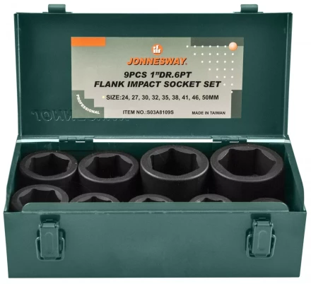 Набор головок торцевых ударных 1"DR 24-50мм 9предметов Jonnesway S03A8109S 48315 купить в Нижневартовске