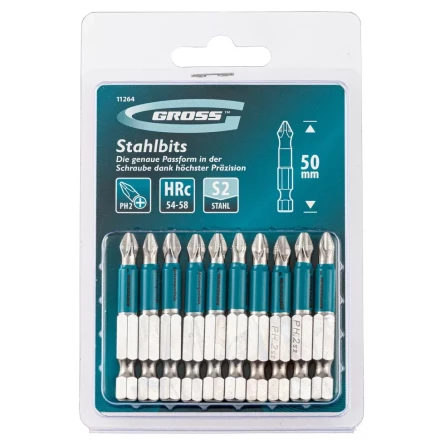 Набор бит PH2 х 50, сталь S2, 10 шт. Gross 11264 купить в Нижневартовске