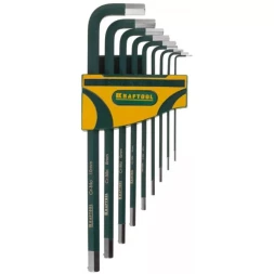 Набор ключей имбусовых KRAFTOOL "INDUSTRIE" длинные,Cr-Mo сталь(S2),хромир покрытие с противоскол напыл,HEX1,5-10мм,9шт 27443-H9