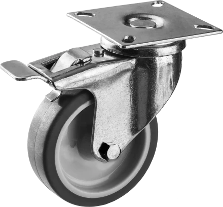 Колеса поворотные с тормозом из термопластичной резины с полипропиленовым диском серия ПРОФЕССИОНАЛ купить в Нижневартовске