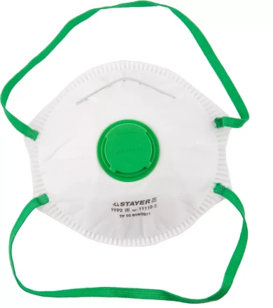 Полумаска фильтрующая STAYER "PROFI" коническая, с клапаном, многослойная, класс защиты FFP2 11110-2 купить в Нижневартовске