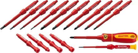 Набор "Х-Drive ELECTRO": Высоковольтные отвертки, сменные стержни, ключи специальные, до 1000В, 18 предм, KRAFTOOL 220092-H18 купить в Нижневартовске