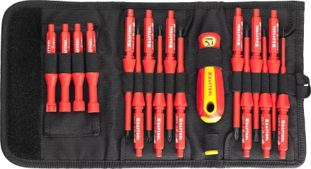 Набор "Х-Drive ELECTRO": Высоковольтные отвертки, сменные стержни, ключи специальные, до 1000В, 18 предм, KRAFTOOL 220092-H18 купить в Нижневартовске