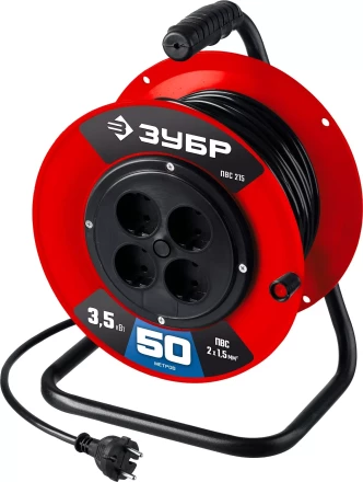 ЗУБР ПВС-215, ПВС, 2 х 1.5 мм2, 50 м, 3500 Вт, силовой удлинитель на катушке (55103-50) купить в Нижневартовске