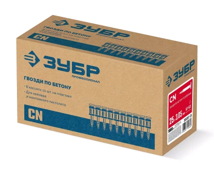 ЗУБР CN усиленные bullet point 25 х 3.05 мм, гвозди по бетону оцинкованные, 1000 шт (305387-25) купить в Нижневартовске
