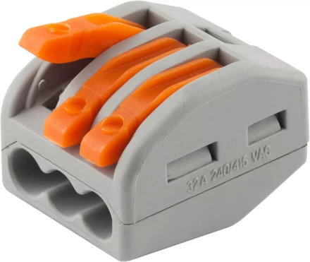 Клемма СВЕТОЗАР соединительная, разъемная, 3-х проводная, 400В, 32А, 0,5-2,5мм2/0,5-4мм2, 2шт 49190-3 купить в Нижневартовске