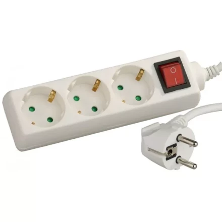 Удлинитель СВЕТОЗАР электрический с заземлением, выключателем, евро, с защитными шторками, 3 гнезда, 2м SV-55035-2 купить в Нижневартовске