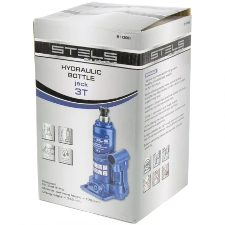 Домкрат гидравлический бутылочный 3 т h 178–343 мм STELS артикул 51096 купить в Нижневартовске