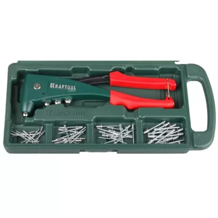 Заклепочник, KRAFTOOL "NX-5" 31173-H6, усиленный литой к d=2,4-4,8 мм - Al и сталь, d=2,4-4,0 - нерж сталь, в боксе, с набором заклепок 31173-H6 купить в Нижневартовске