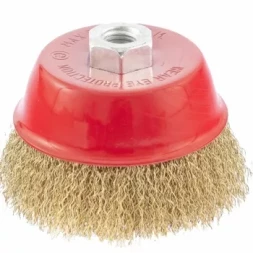 Щетка для УШМ, 150 мм, М14, &quot;чашка&quot;, латунированная витая проволока  MATRIX 74607