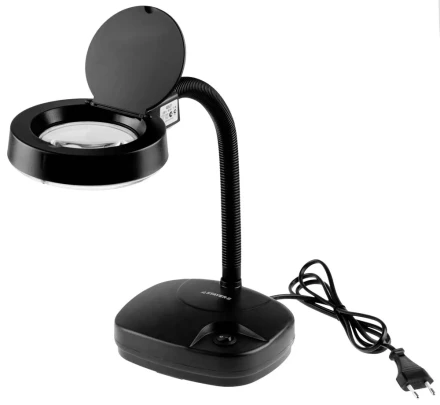 Лупа STAYER "PROFESSIONAL" с подсветкой на гибком штативе, 3-х/8-и кратная, питание от сети 220В 40531 купить в Нижневартовске