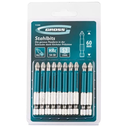 Набор бит РН2 х 60, сталь S2, 10 шт. Gross 11300 купить в Нижневартовске