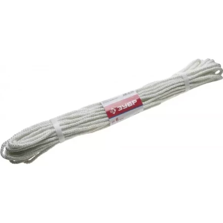 Фал ЗУБР капроновый, d=6,0 мм, 20 м, 650 кгс, 20,5 ктекс 50210-06 купить в Нижневартовске