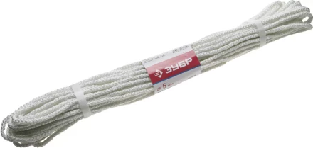 Фал ЗУБР капроновый, d=6,0 мм, 20 м, 650 кгс, 20,5 ктекс 50210-06 купить в Нижневартовске