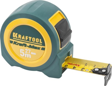 Рулетка KRAFTOOL &quot;Kraft-Max&quot;, длинный вылет, нейлон покрытие, упрочненный двухкомп корпус, 5м/27мм 34127-05-27 купить в Нижневартовске