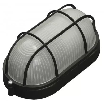 Светильник уличный СВЕТОЗАР влагозащищенный с решеткой, овал, цвет черный, 60Вт SV-57205-B купить в Нижневартовске