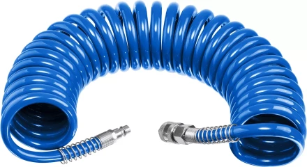 ЗУБР 10 м, 8 х 12 мм, 15 бар, воздушный спиральный шланг с фитингами рапид, Профессионал (6472-10) купить в Нижневартовске