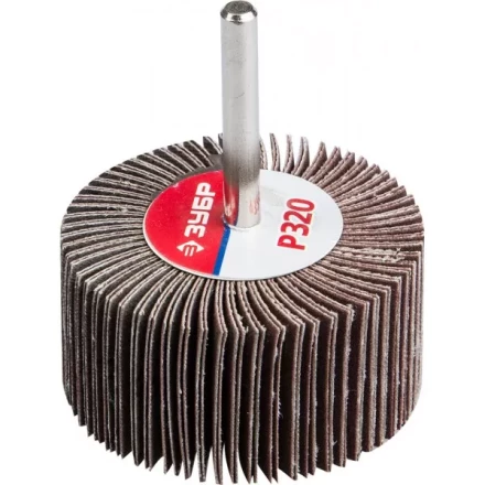 Круг шлифовальный ЗУБР "МАСТЕР" веерный лепестковый, на шпильке, тип КЛО, зерно-электрокорунд нормальный, P320, 30х60мм 36602-320 купить в Нижневартовске