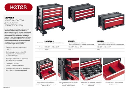 Ящик с 2 выдвижными полками &quot;DRAWER-2&quot;, 22&quot; KETER 38382-2 купить в Нижневартовске
