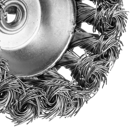 Щетка для дрели Denzel, 65 мм, Чашка, со шпилькой, нержавеющая крученая проволока 744643 купить в Нижневартовске