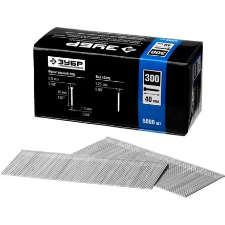 Гвозди тип 300, 40 мм, особотвердые, ЗУБР "ПРОФЕССИОНАЛ" 31830-40, 5000 шт 31830-40 купить в Нижневартовске