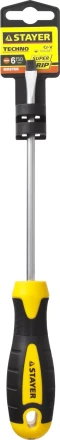 Отвертка STAYER "MASTER" "ТECHNO", двухкомпонентная рукоятка, магнитный наконечник, Cr-V, SL6,0x150мм 2507-06-15_z02 купить в Нижневартовске