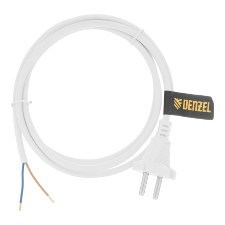 Шнур сетевой Denzel Energy Series, ПВС, 1,5 м, 2 x 1 мм, с неразборной вилкой, белый, 3 м, 37660 купить в Нижневартовске