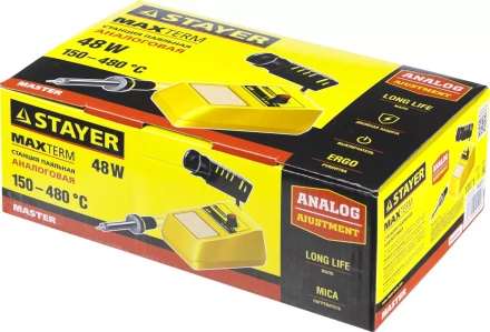 Паяльная станция аналоговая, STAYER "MASTER" 55371, диапазон 150-480°C, 48Вт 55371 купить в Нижневартовске