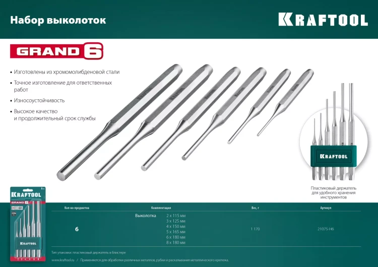 Наборы зубил и кернеров GRAND 21075-H6 купить в Нижневартовске