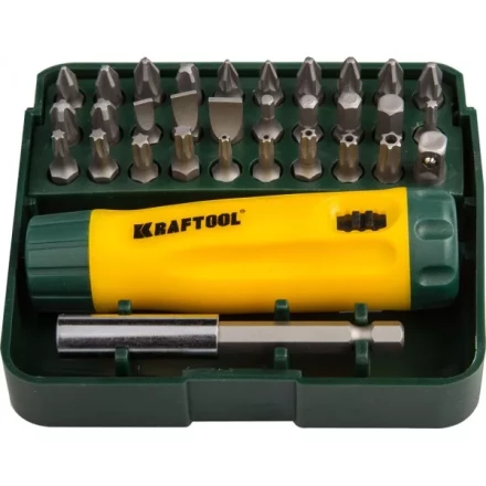 Набор KRAFTOOL Отвертка реверсивная с битами и адаптером, Cr-V, 32 предмета 26142-H32 купить в Нижневартовске
