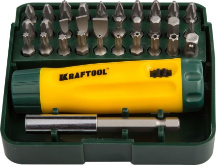 Набор KRAFTOOL Отвертка реверсивная с битами и адаптером, Cr-V, 32 предмета 26142-H32 купить в Нижневартовске