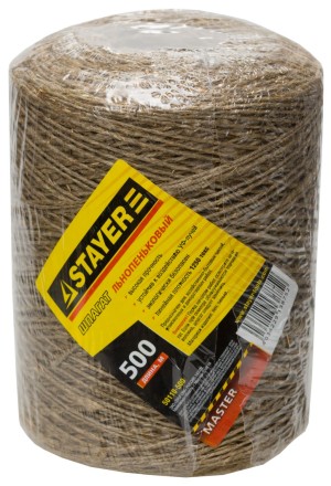 Шпагат STAYER хозяйственно-бытовой, льнопеньковый, d=1,4 мм, 500 м, 13,5 кгс, 1,25 ктекс 50110-500 купить в Нижневартовске