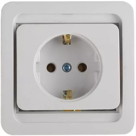 Розетка СВЕТОЗАР "ГАММА" одинарная, с заземлением, цвет белый, 16А/~250В SV-54105-W купить в Нижневартовске