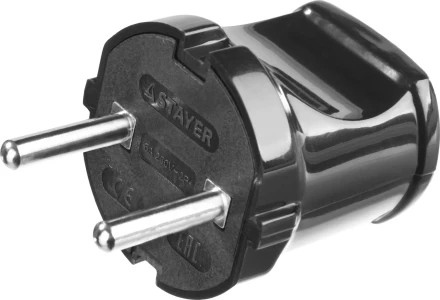 Вилка MAXElectro электрическая, 6А/220В, черная, STAYER 55150-B купить в Нижневартовске