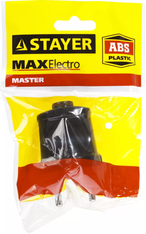 Вилка MAXElectro электрическая, 6А/220В, черная, STAYER 55150-B купить в Нижневартовске