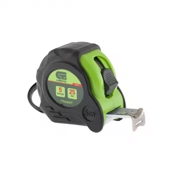 Рулетка Графит, обрезиненный корпус, амортизатор, 5 м х 25 мм  СИБРТЕХ 32532 купить в Нижневартовске