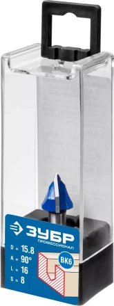 ЗУБР 15.8 x 16 мм, угол 90° мм, фреза пазовая галтельная V-образная, Профессионал (28752-15.8) купить в Нижневартовске