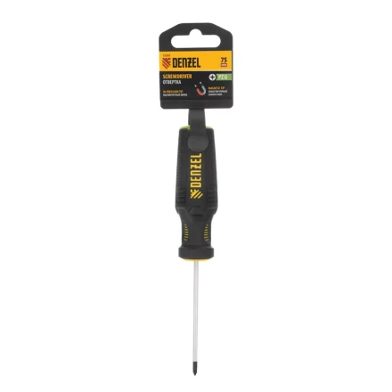 Отвертка PZ0x75 мм, CrV, трехкомпонентная рукоятка Denzel 12203 купить в Нижневартовске