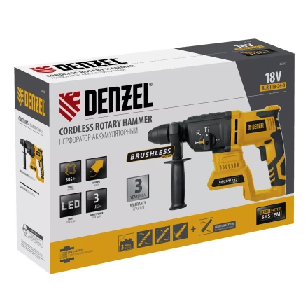 Перфоратор аккумуляторный BLRH-IB-26-0 Li-Ion, 18 В Denzel 26702 купить в Нижневартовске