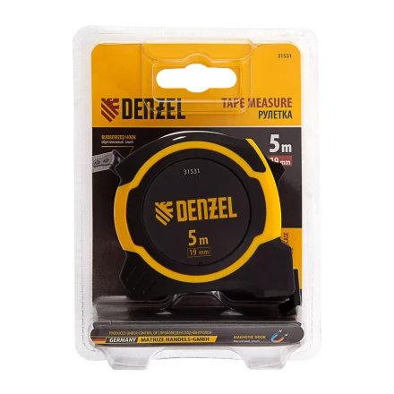 РулеткаDenzel 5м х 19мм, двухкомп. корпус, магнитный обрезиненный зацеп, 31531 купить в Нижневартовске