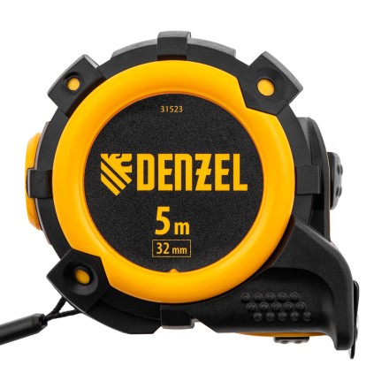 Рулетка Denzel 5м х 32мм, автоматич. фиксац., нейлон. покрытие, магнит. зацеп, двухстор. разметка 31523 купить в Нижневартовске