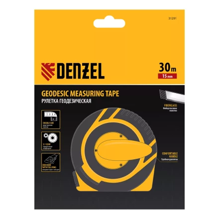 Рулетка геодезическая Denzel 30 м х 15 мм, закрытый корпус, фиберглассовая лента 31291 купить в Нижневартовске