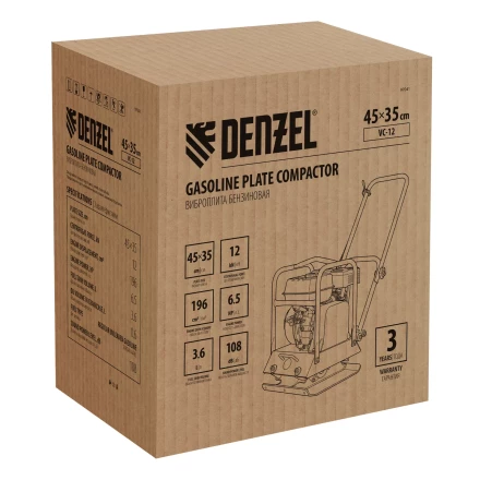 Виброплита бензиновая Denzel VC-12, 12 кН, 45*35 см, 196 см3 купить в Нижневартовске