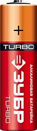 Батарейка Зубр &quot;TURBO&quot; щелочная (алкалиновая), тип AA, 1,5В, 4шт на карточке 59213-4C купить в Нижневартовске